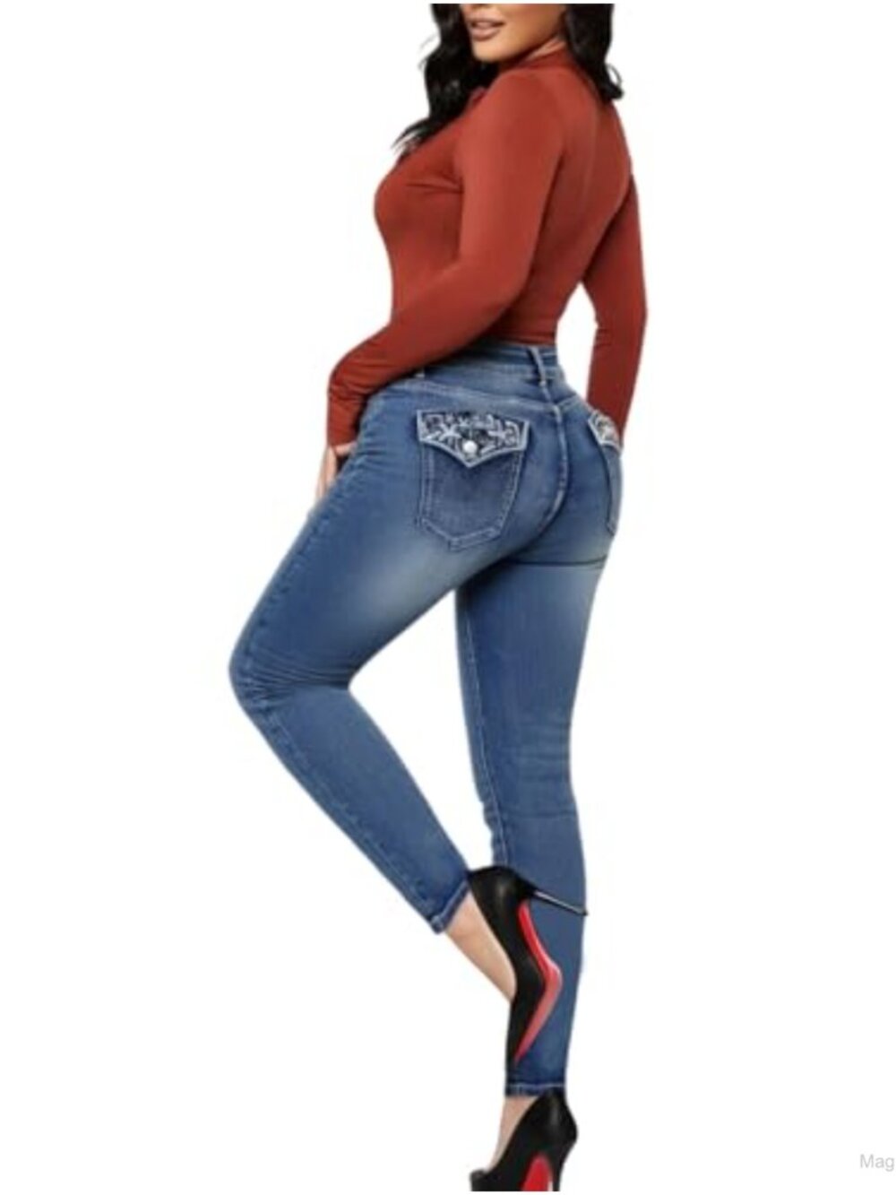 Plus Size Skinny Jeans Curvy Fit High Waisted Stretch Denim Ankle Pants
